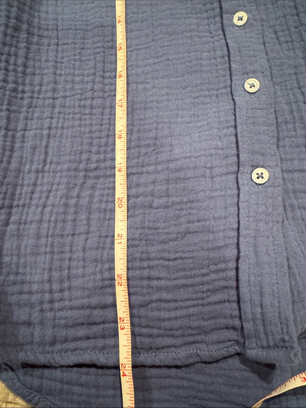 Talbots Small Petite Light Blue Textured Button-Up Top With Tab Sleeve - Picture 8 of 8